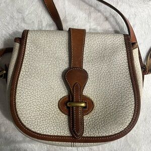 Dooney & Bourke White and Brown Leather Crossbody Bag